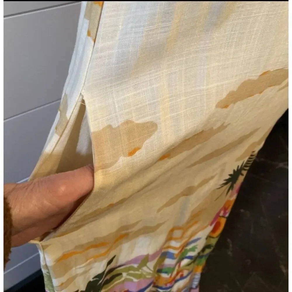 True Destinations Maxi Dress Palm Scenic Strapless Coverup Tropical Women M New - Picture 4 of 10